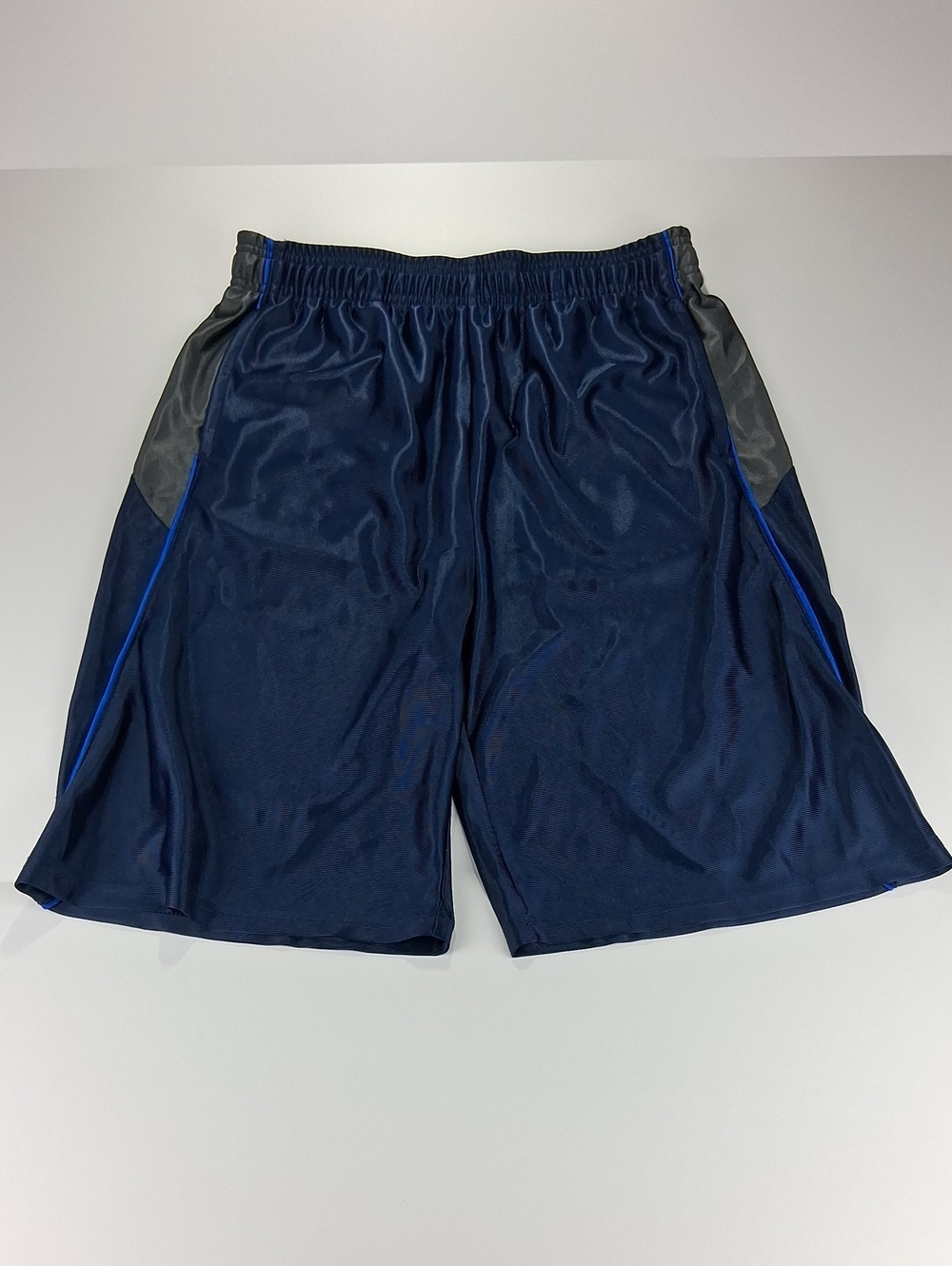 MTA Sport Navy Athletic Shorts with Gray Panels and Blue Piping